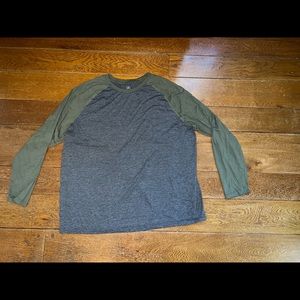 Grey and green baseball tee shirt